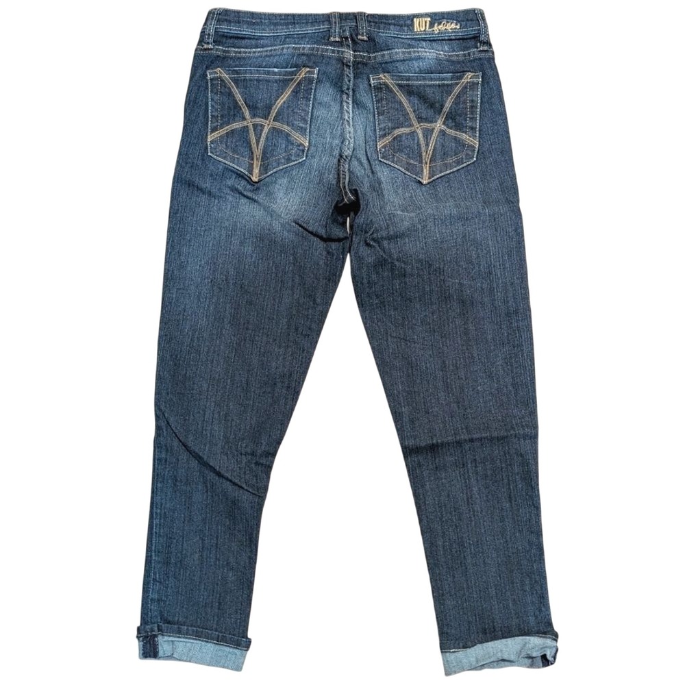 Kut From The Kloth 4 Katy Slim Boyfriend Jeans Cropped Crop Cuffed‎ Dark Denim